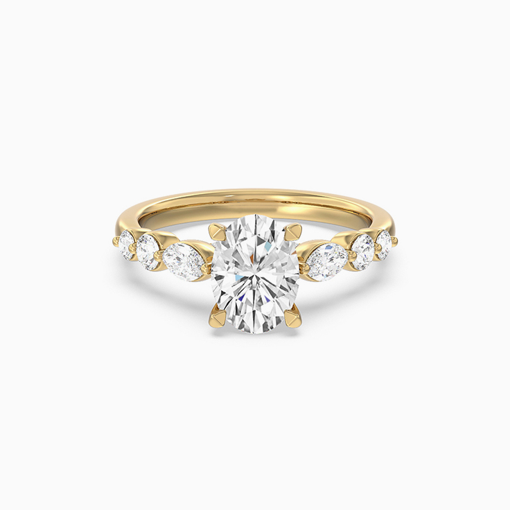 Oval And Round Lab Diamond Catherdral Engagement Ring