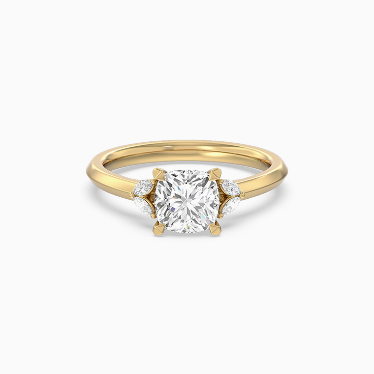Cushion And Marquise Lab Diamond Engagement Ring