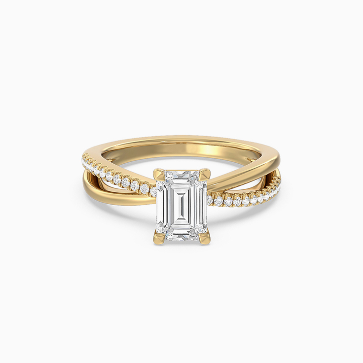 Emerald Crossover Lab Diamond Engagement Ring