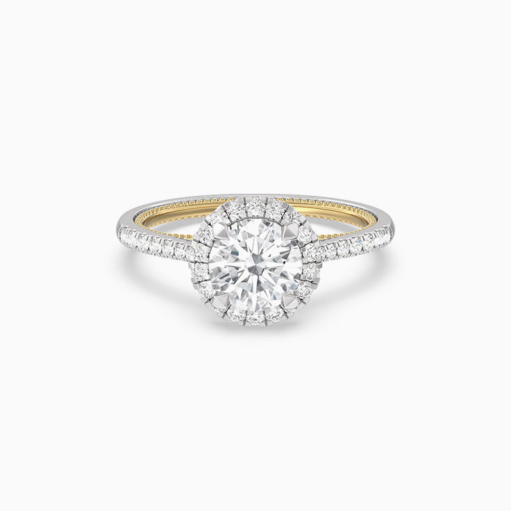 Round Halo Lab Diamond Engagement Ring