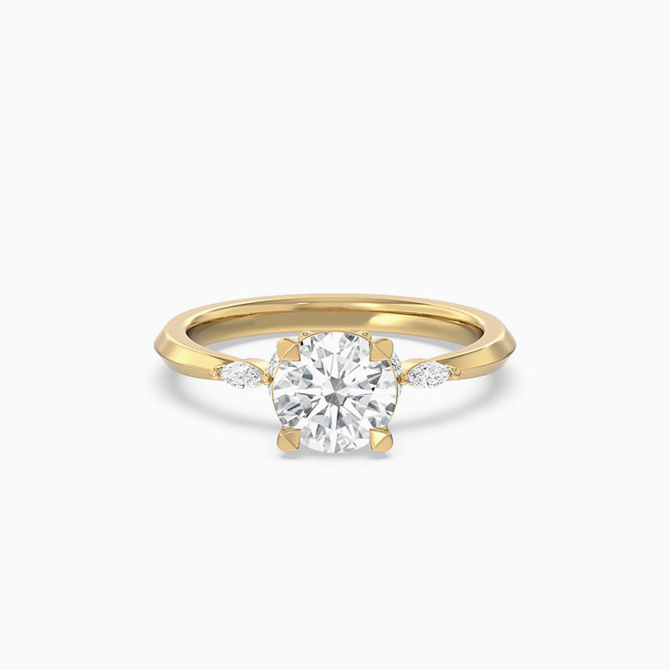 Round And Marquise Lab Diamond Knife Edge Engagement Ring