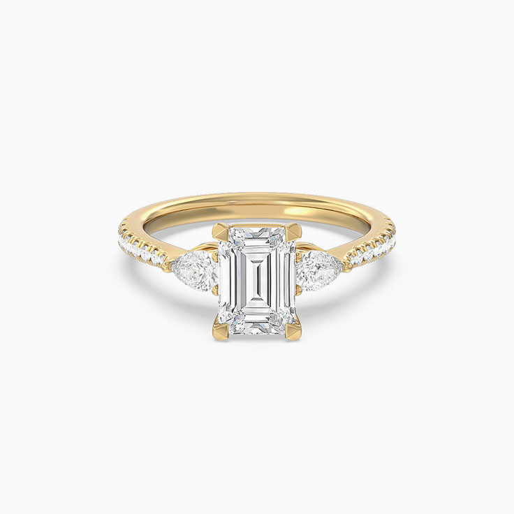 Emerald And Pear Lab Diamond Engagement Ring