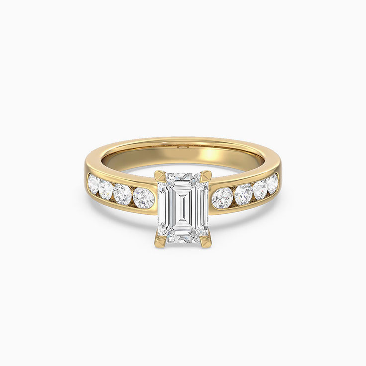 Emerald And Round Lab Diamond Engagement Ring