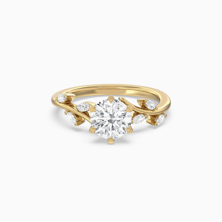 Floral Lab Diamond Engagement Ring