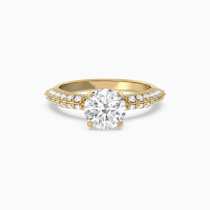 Sapphire And Round Lab Diamond Knife Edge Engagement Ring