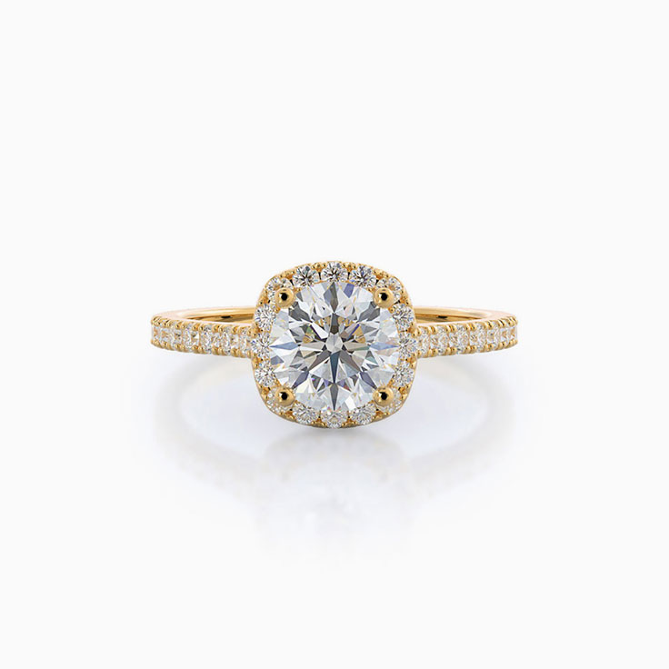 Round Brilliant Halo Lab Diamond Engagement Ring