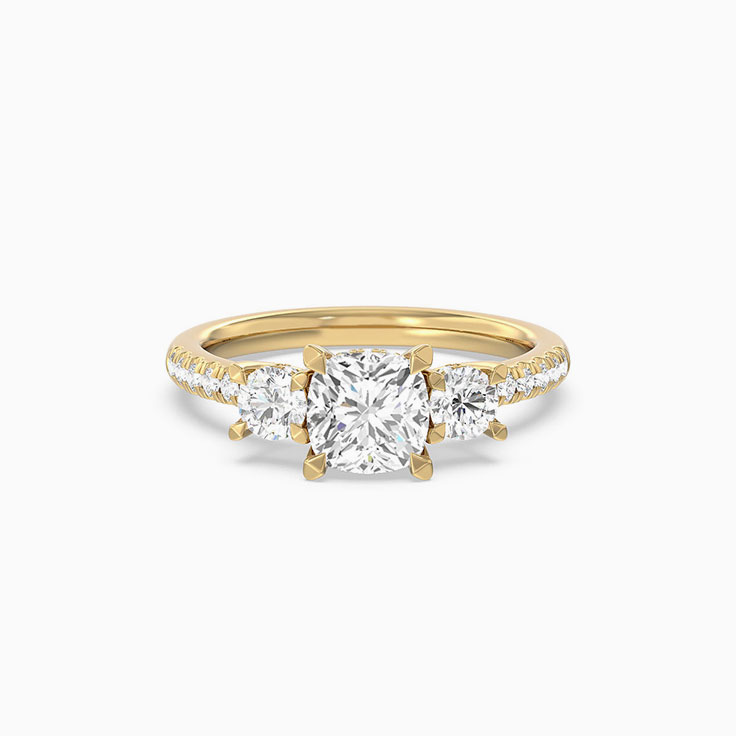 Round And Cushion Lab Grown Diamond Engagement Ring