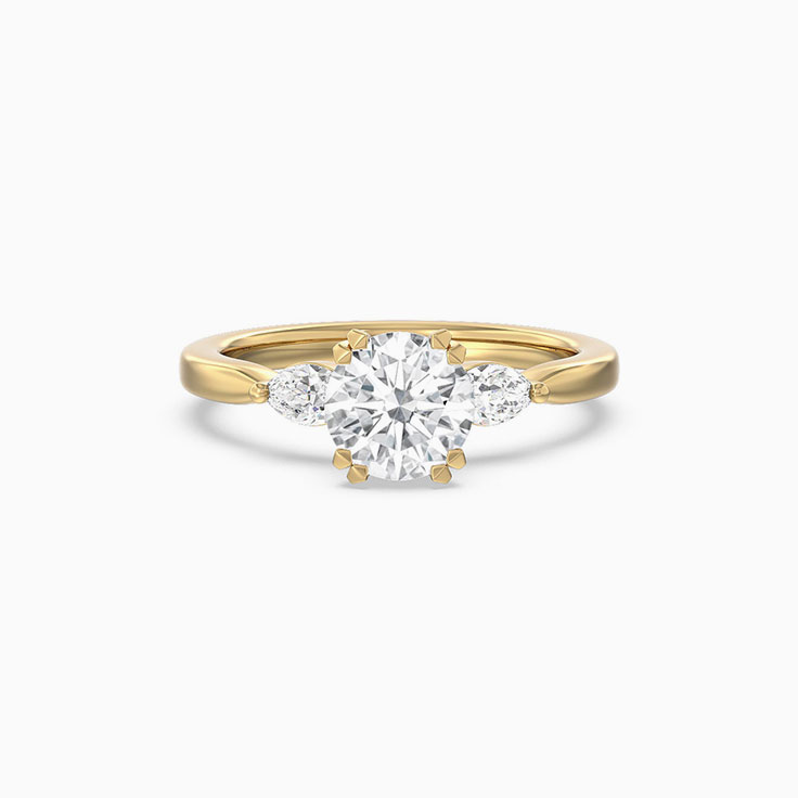 Marquise And Round Lab Diamond Engagement Ring