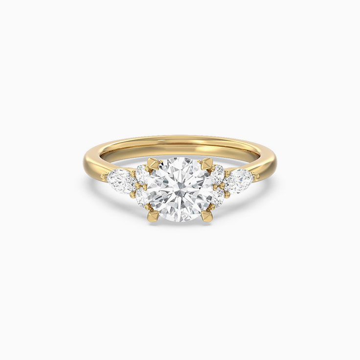Round And Marquise Cluster Lab Diamond Engagement Ring