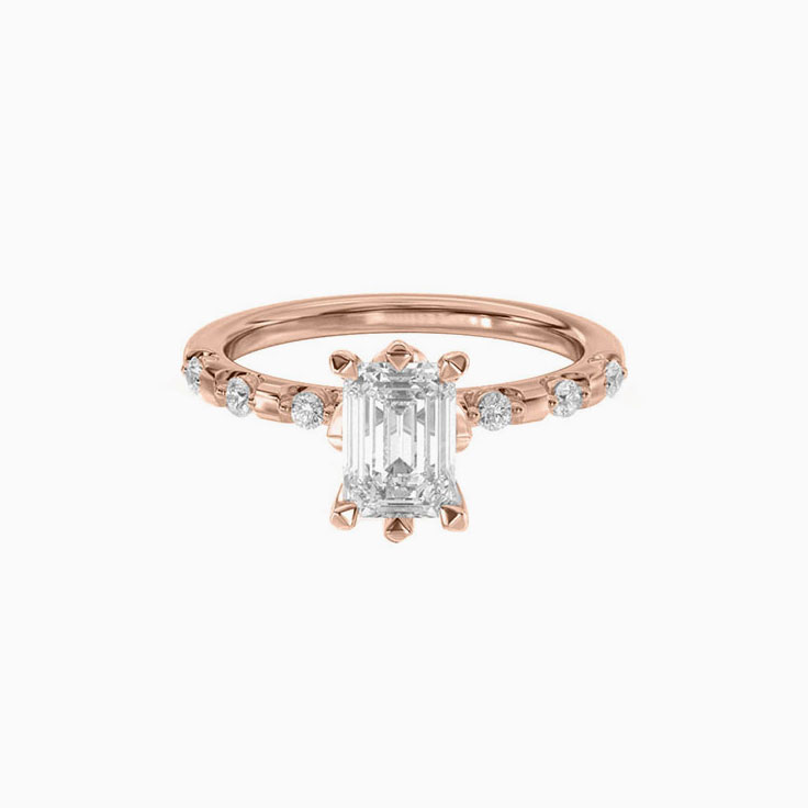 Lab Grown Floral Emerald Diamond Engagement Ring
