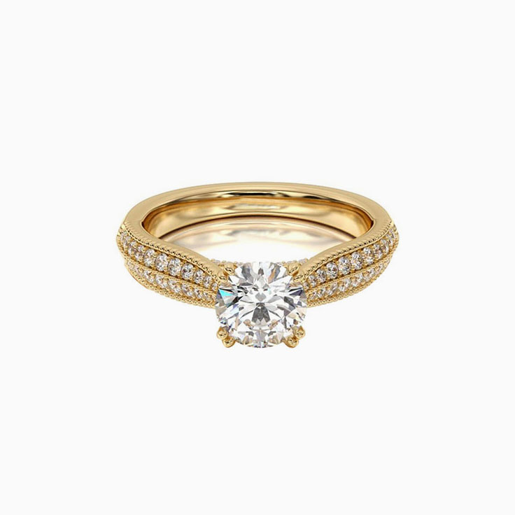 Dual Pave Lab Grown Round Diamond Engagement Ring