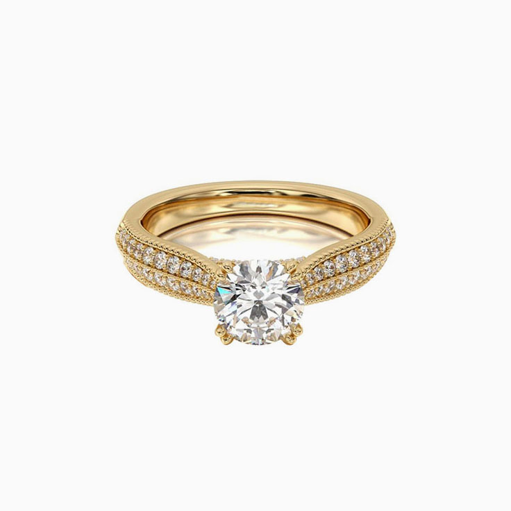 Dual Pave Lab Grown Round Diamond Engagement Ring