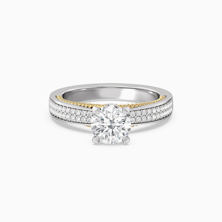 Lab Grown Round Diamond Engagement Ring With Twisted Pattern