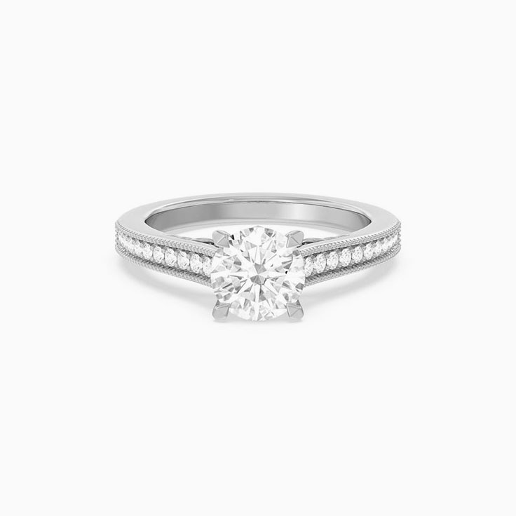 Floral Womens Lab Diamond Engagement Ring