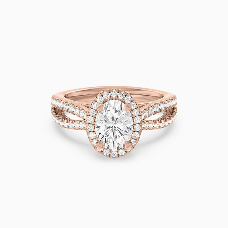 Lab Diamond Halo Engagement Ring With Oval Stone