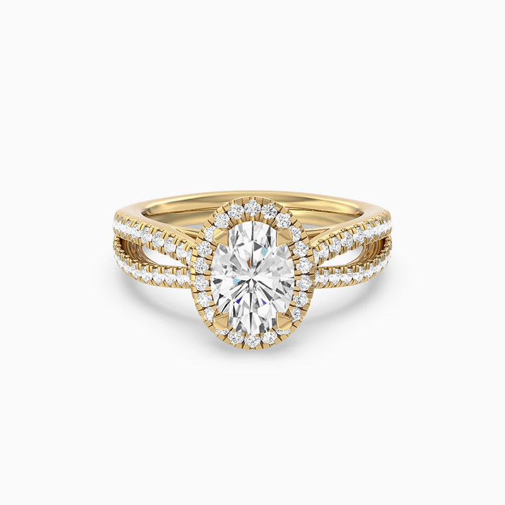 Lab Diamond Halo Engagement Ring With Oval Stone
