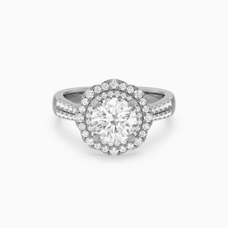 Elegant Floral Womens Lab Diamond Engagement Ring