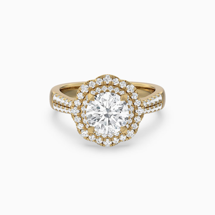 Elegant Floral Womens Lab Diamond Engagement Ring