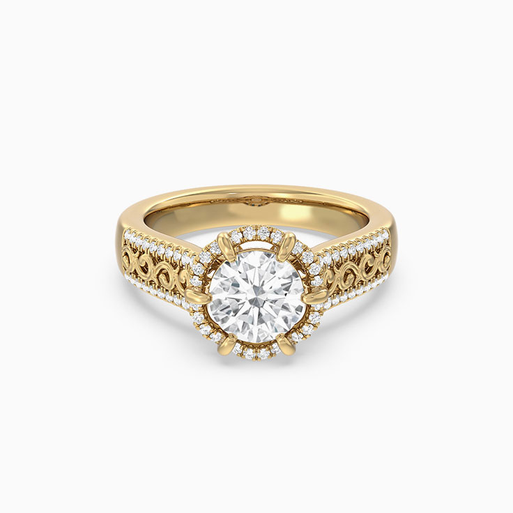 Antique Lab Grown Round Diamond Engagement Ring