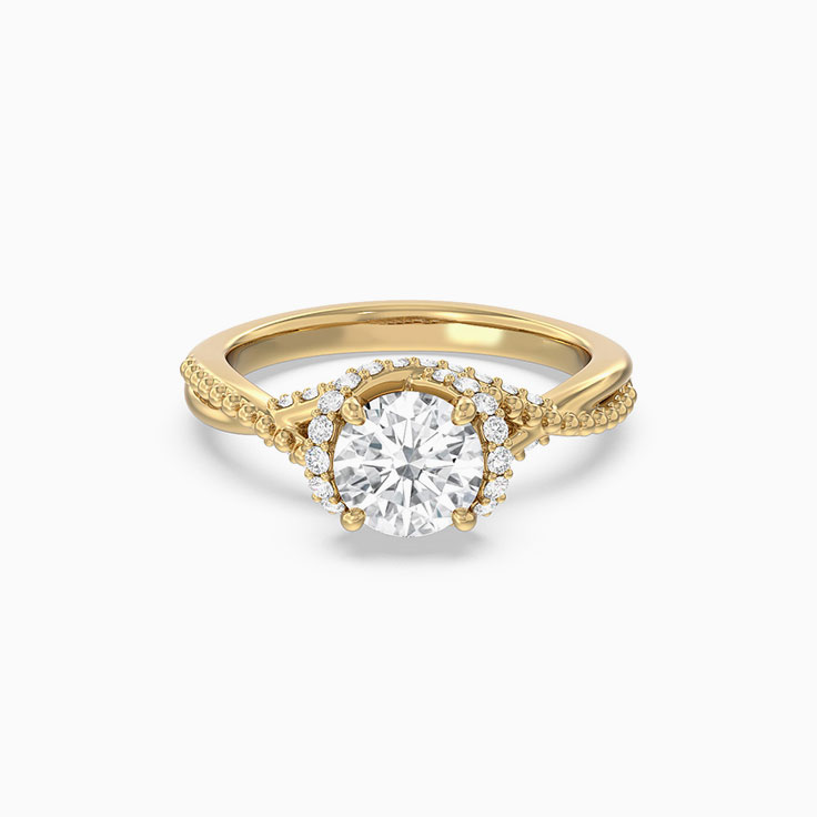 Cross Pattern Lab Diamond Engagement Ring