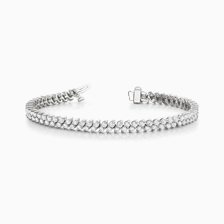 Diagonal Shape Round Diamond Tennis Bracelet