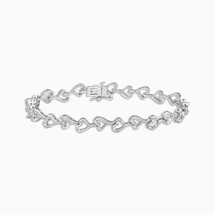 Heart Link Womens Tennis Bracelet