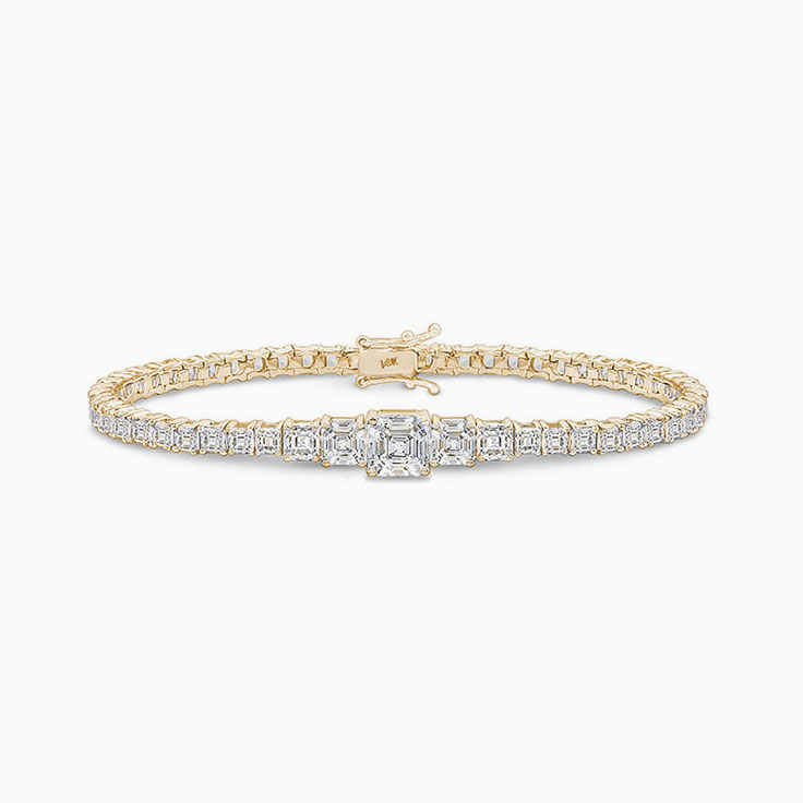 Womens Asscher Cut Tennis Bracelet