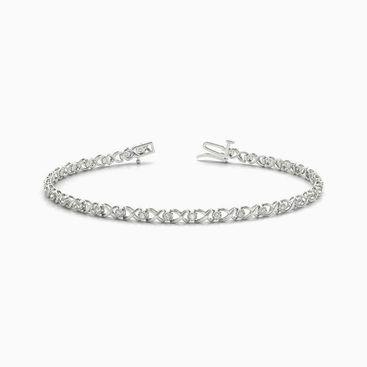 Ribbon Pattern Round Cut Tennis Bracelet