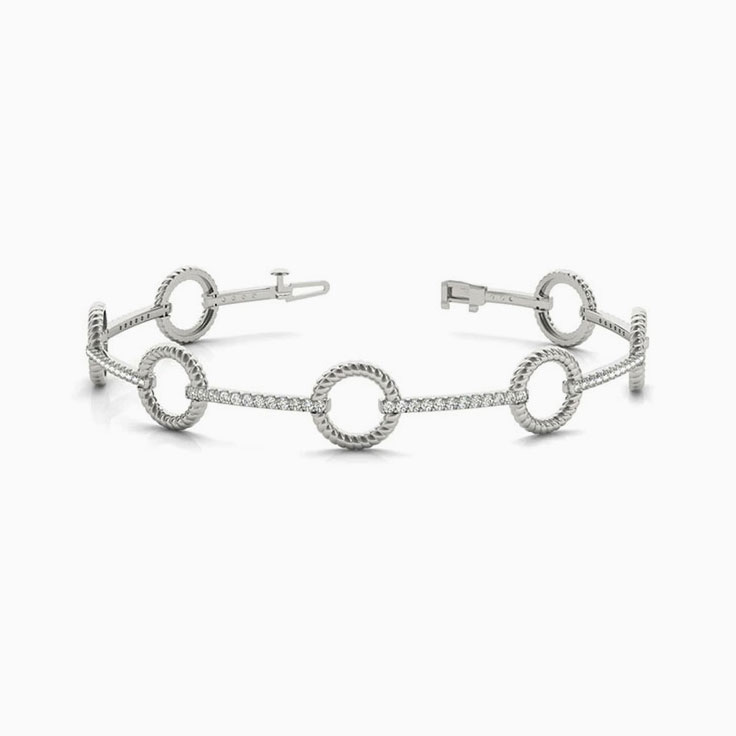 Round Diamond Open Circle Tennis Bracelet