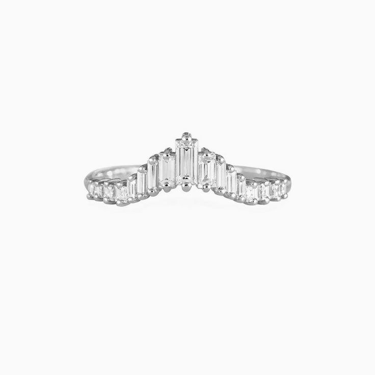 Nesting wedding band with baguette diamond