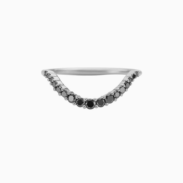 Black diamond chevron wedding ring