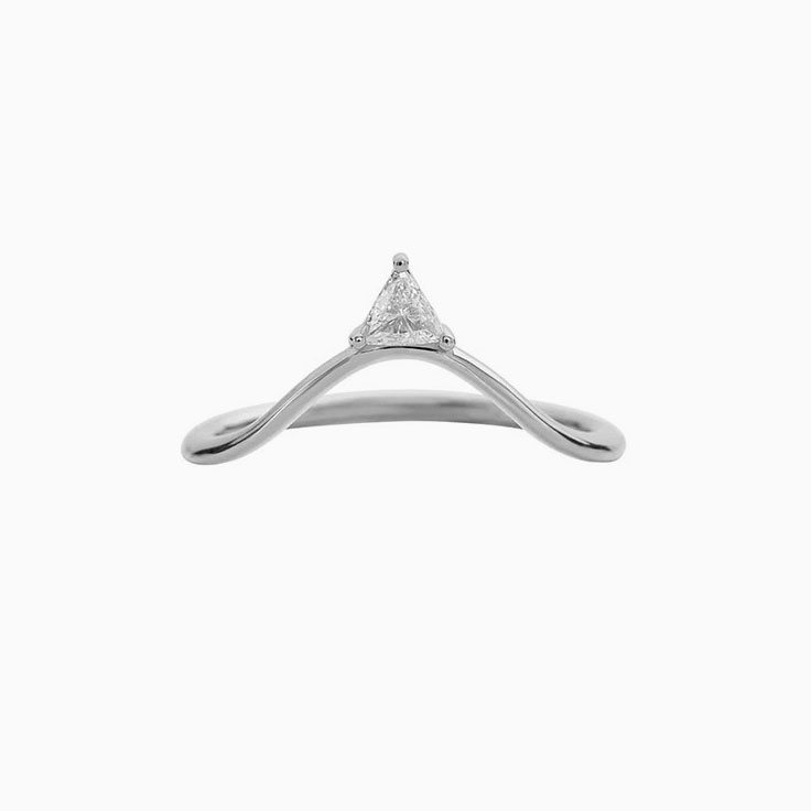 Chevron wedding band with trillion