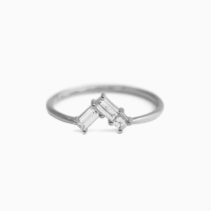 Baguette diamond nesting ring