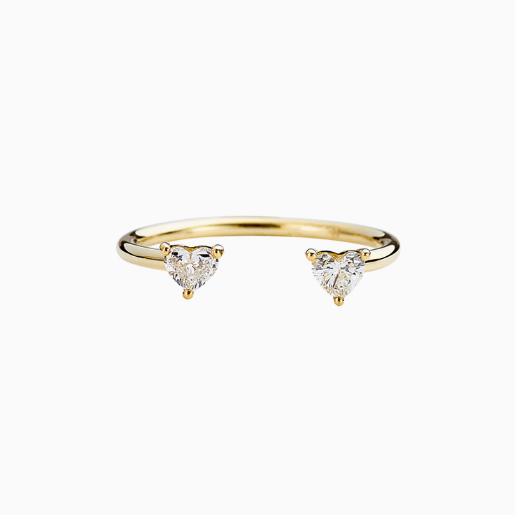 Heart diamond cuff ring