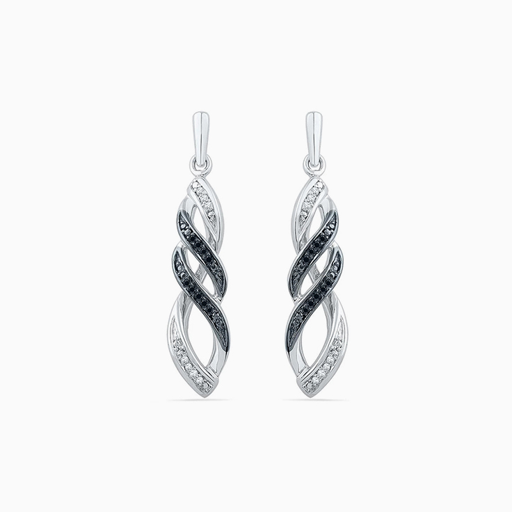 Black And White Diamond Swirls Earrings