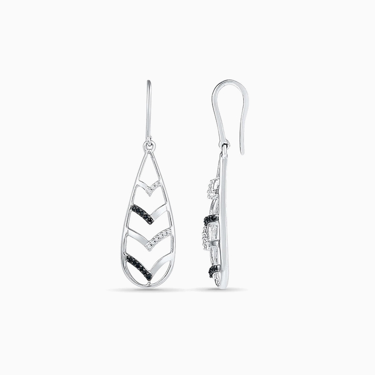 Black And White Diamond Drop Earrings