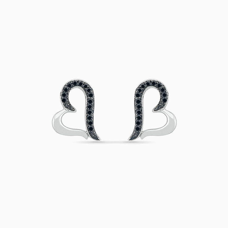 Black Diamond Heart Studs