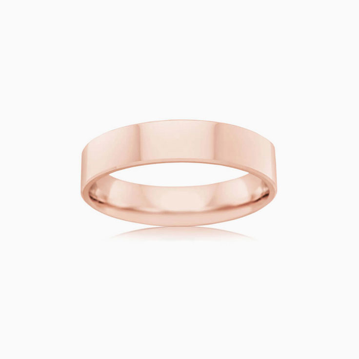 5mm flat bevelled mens wedding ring
