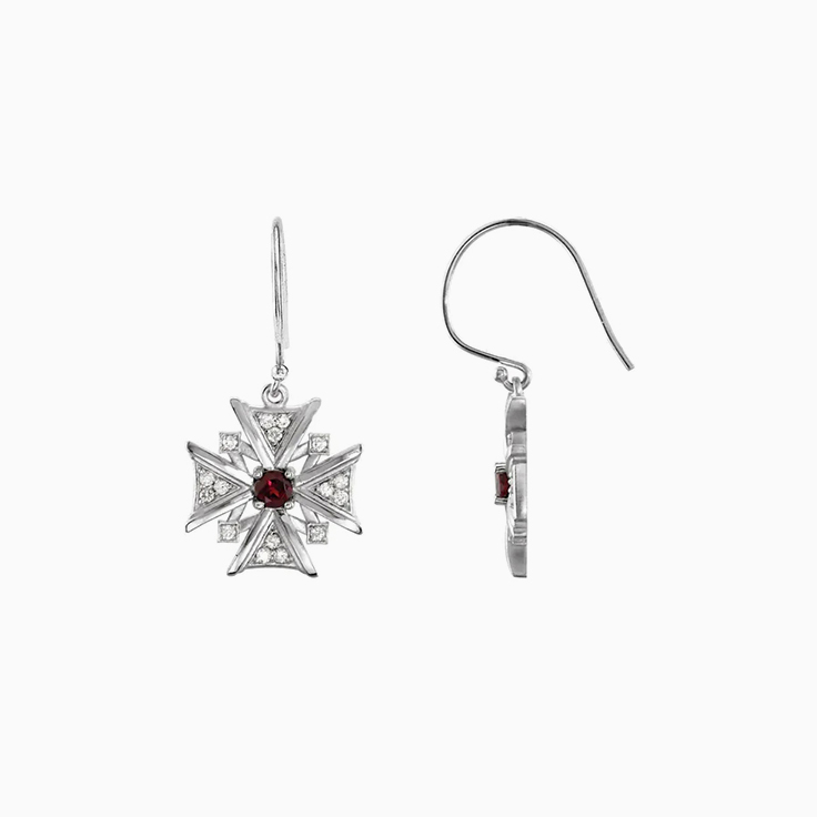 Diamond And Garnet Earrings