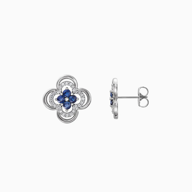 Blue Sapphire And Diamond Earrings