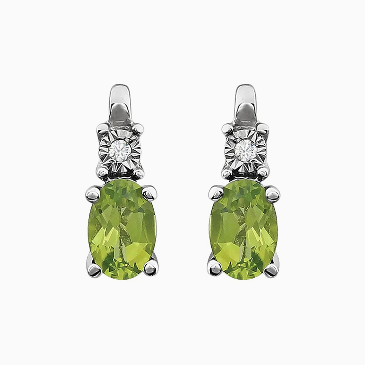 Peridot And Diamond Stud Earrings