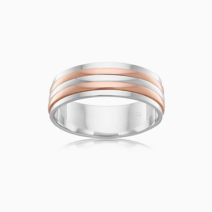 5mm Two Tone Twin Mens Wedding Band