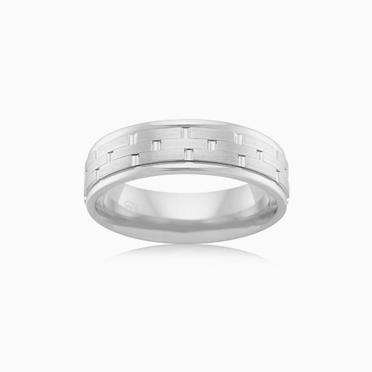 6mm White Gold Mens Wedding Ring