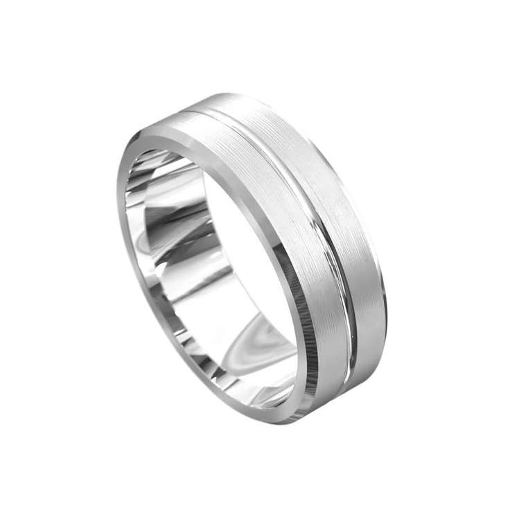 7mm Bevelled Mens Wedding Ring