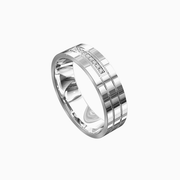 7mm Mens Diamond Wedding Ring