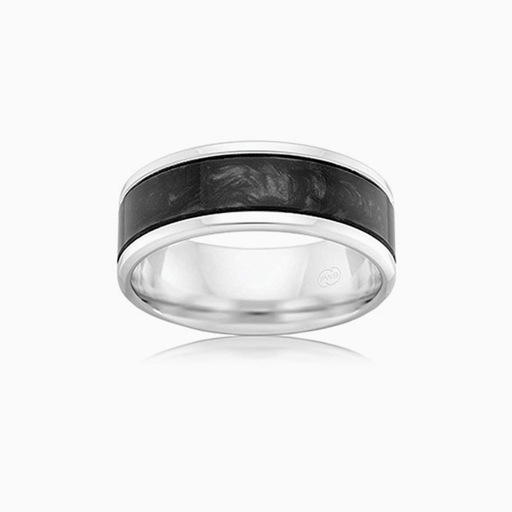 8mm Black Mens Ring