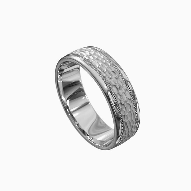 8mm Hammer Finish Wedding Ring