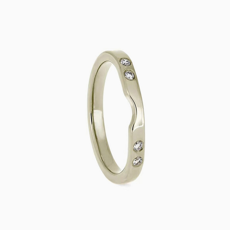 Curved Diamond Women Wedding Ring