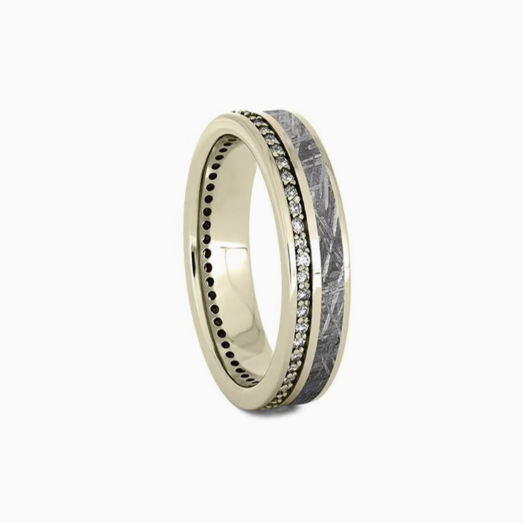 Womens Meteorite Wedding Band With Diamond