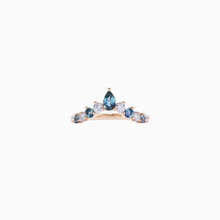 Diamond And London Blue Topaz Curved Band